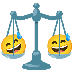 Balance scale and Grinning face with sweat