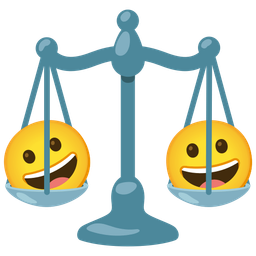 Balance scale and Grinning face