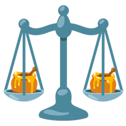 balance scale and honey pot