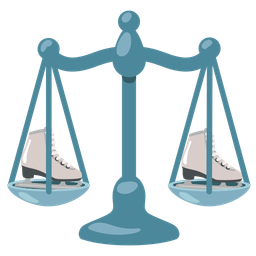 balance scale and ice skate