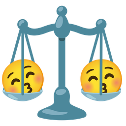 Balance scale and Kissing face with closed eyes