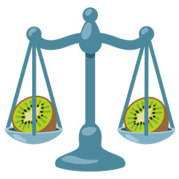 balance scale and kiwi fruit