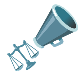 balance scale and megaphone