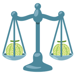 balance scale and melon
