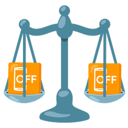 balance scale and mobile phone off
