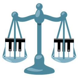 balance scale and musical keyboard
