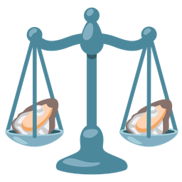 balance scale and oyster