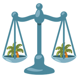 balance scale and palm tree