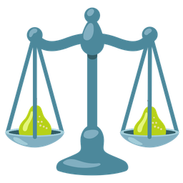 balance scale and pear