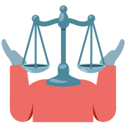 balance scale and person shrugging