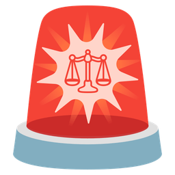 balance scale and police car light