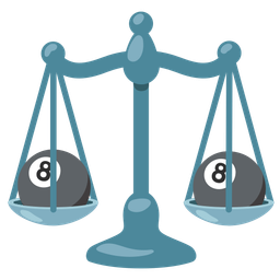 balance scale and pool 8 ball