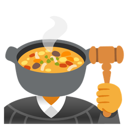 balance scale and pot of food