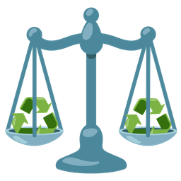 balance scale and recycling symbol