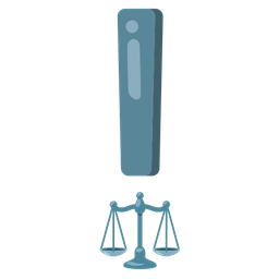 balance scale and red exclamation mark