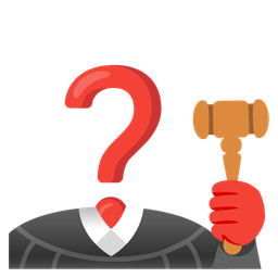 balance scale and red question mark