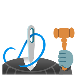 balance scale and sewing needle