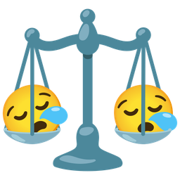 balance scale and sleepy face