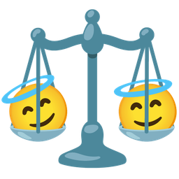 Balance scale and Smiling face with halo