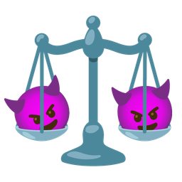 balance scale and smiling face with horns