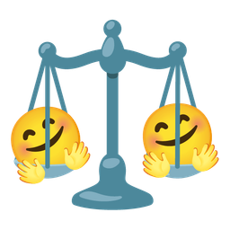 Balance scale and Smiling face with open hands