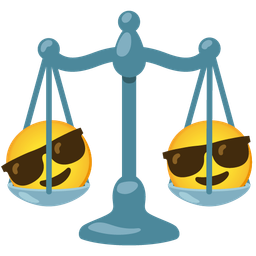 balance scale and smiling face with sunglasses