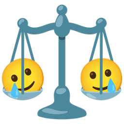 Balance scale and Smiling face with tear