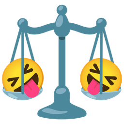 Balance scale and Squinting face with tongue