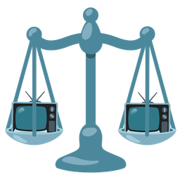 balance scale and television