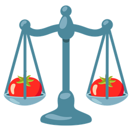 balance scale and tomato