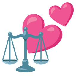 balance scale and two hearts