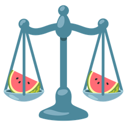 balance scale and watermelon