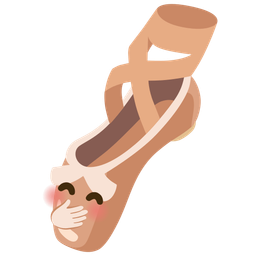 ballet shoes and face with hand over mouth