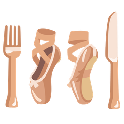 ballet shoes and fork and knife with plate