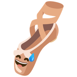 Ballet shoes and Grinning face with sweat