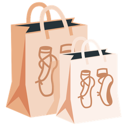 ballet shoes and shopping bags