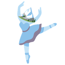 ballet shoes and snow-capped mountain