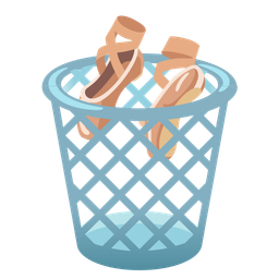 ballet shoes and wastebasket