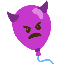 balloon and angry face with horns