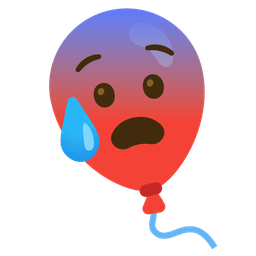 balloon and anxious face with sweat