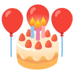 balloon and birthday cake