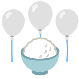 balloon and cooked rice