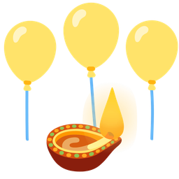 balloon and diya lamp