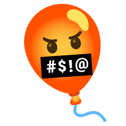 balloon and face with symbols on mouth