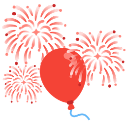 balloon and fireworks