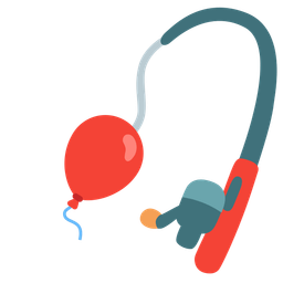 balloon and fishing pole