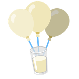 balloon and glass of milk