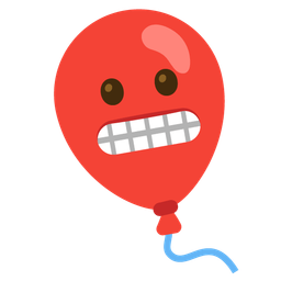 balloon and grimacing face