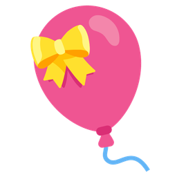 balloon and heart with ribbon