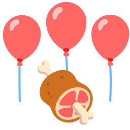 balloon and meat on bone